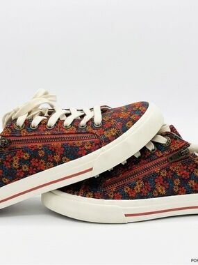 Taos Z Soul Floral Canvas Sneakers Side Zip Orthotic Size 8
